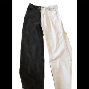 Black and white jeans.